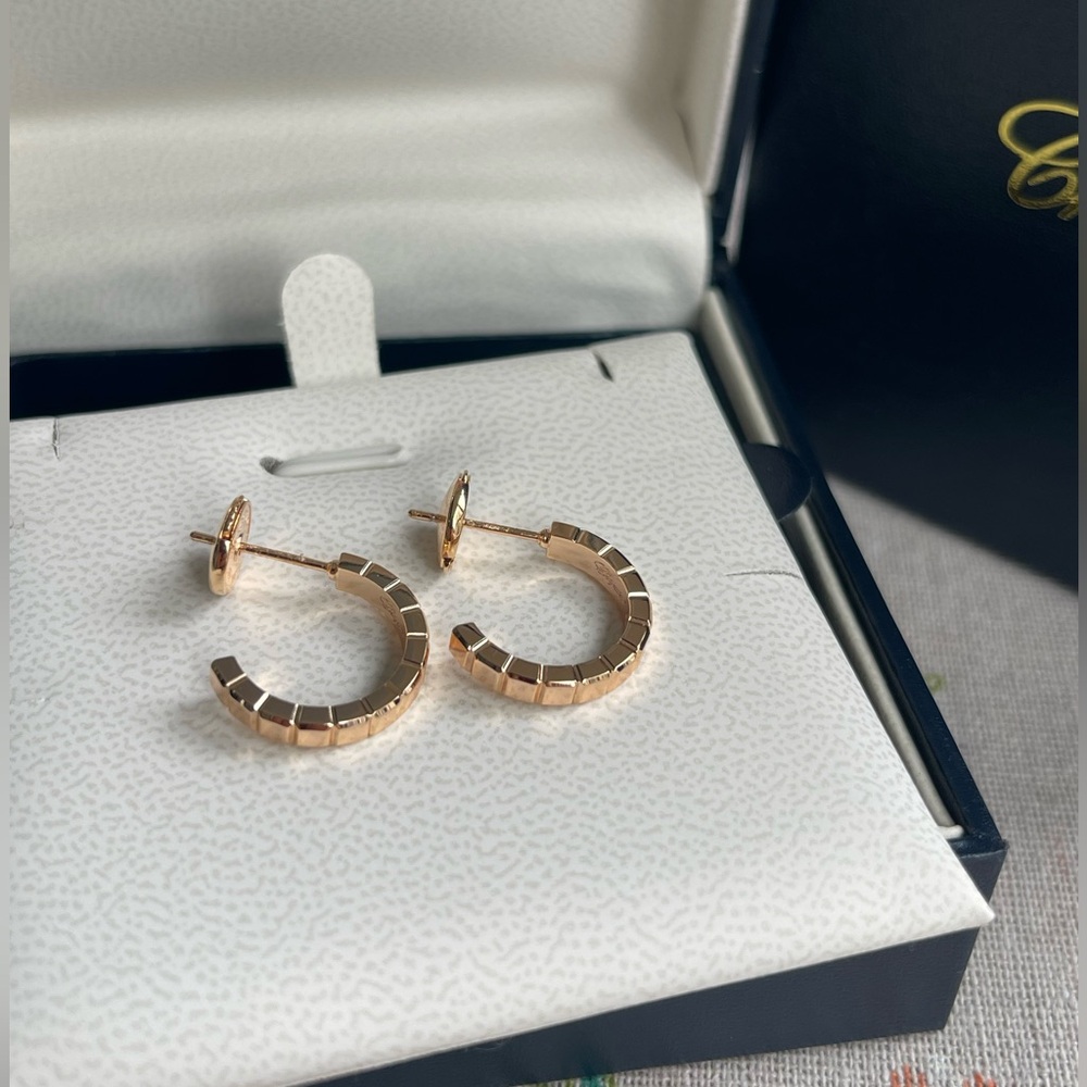 Chopard 18K Rose Gold Faceted Hoop Earrings
